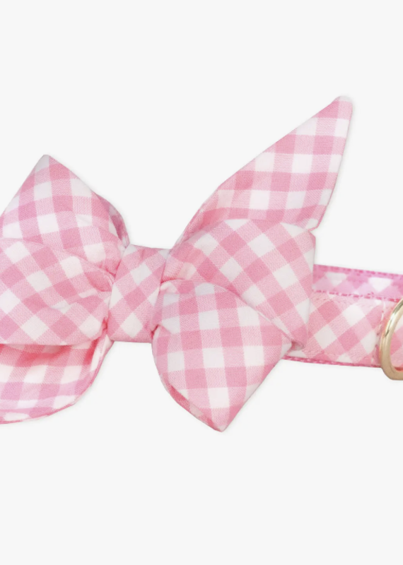 Pink Picnic Plaid Belle Bow Dog Collar