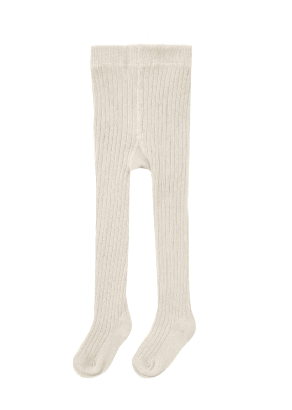 Quincy Mae Solid Ribbed Tights Ivory