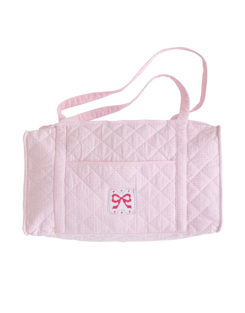 Little English Quilted Luggage Duffle Bag- Pink Bow