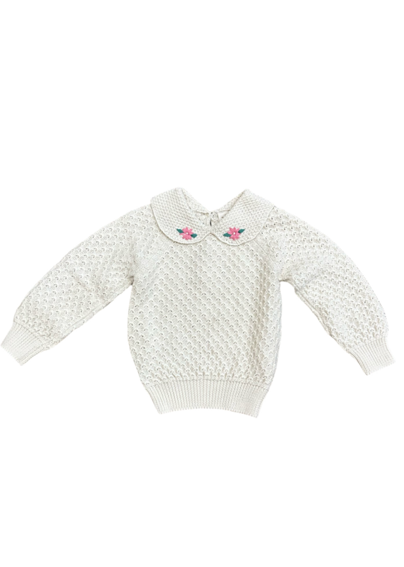 TunTun Anne Sweater in Natural Rosette collar