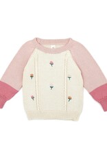 TunTun Embroidery Sweater in Natural/Pink