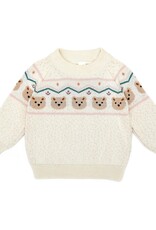 TunTun Bear Sweater in Natural & Pink