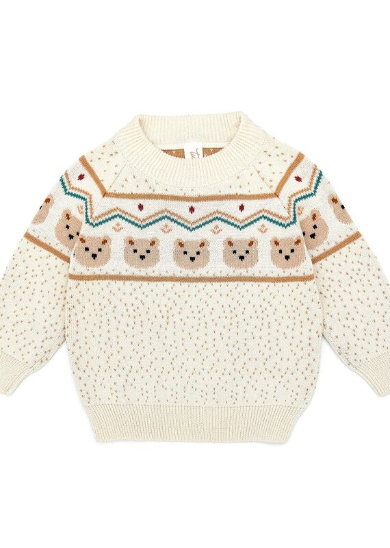 TunTun Bear Sweater in Natural & Cashew