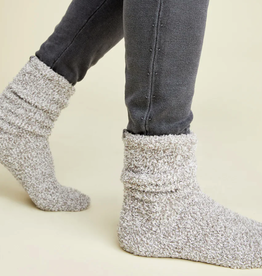 Barefoot Dreams BFD CC Men's Heathered Socks- Warm Gray/White
