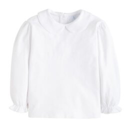 Little English Girl's Peter Pan Blouse - White