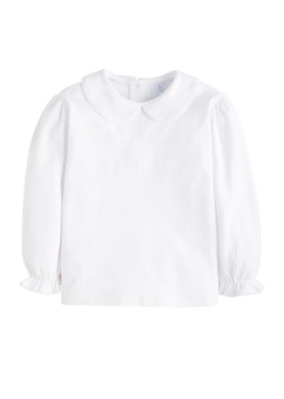 Little English Girl's Peter Pan Blouse - White