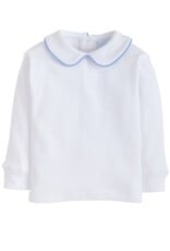 Little English Piped Peter Pan Shirt-Light Blue