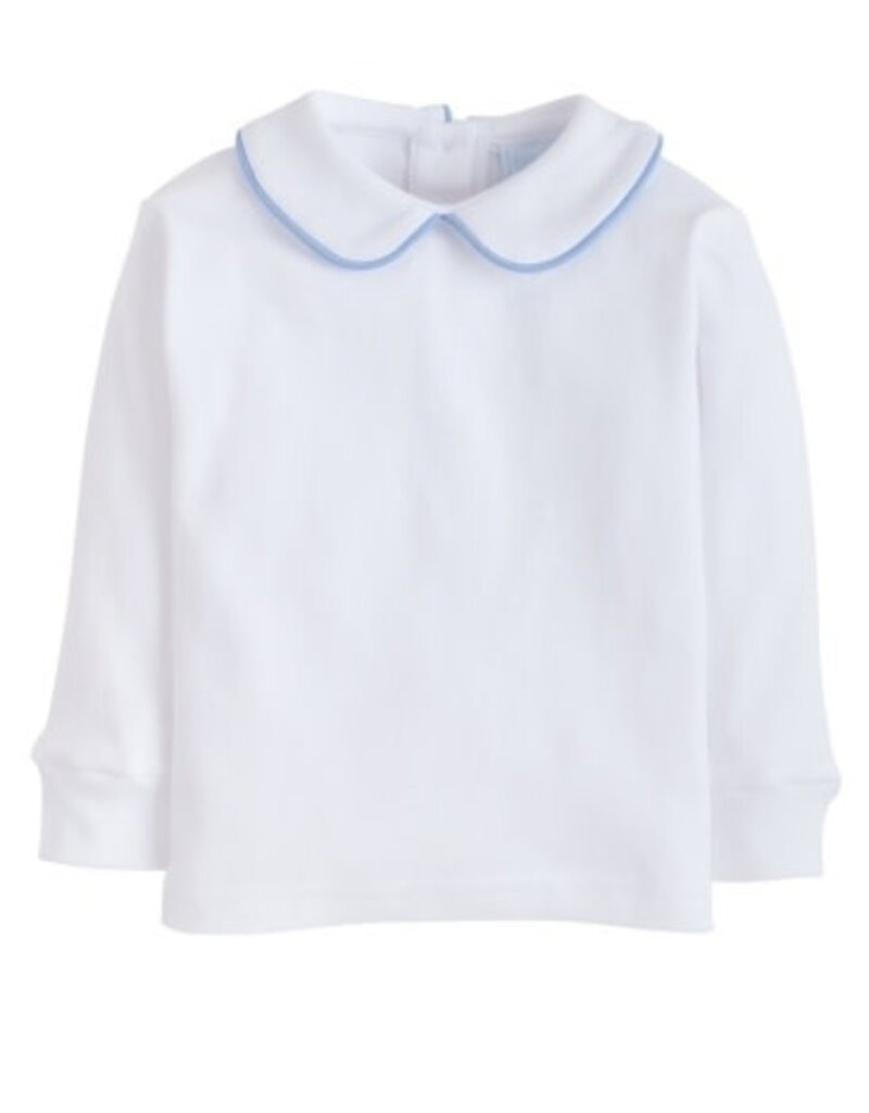 Little English Piped Peter Pan Shirt-Light Blue