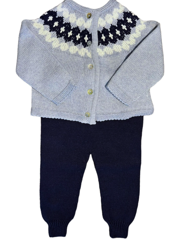 mi lucero Fair Isle Jogger Set-Navy Blue