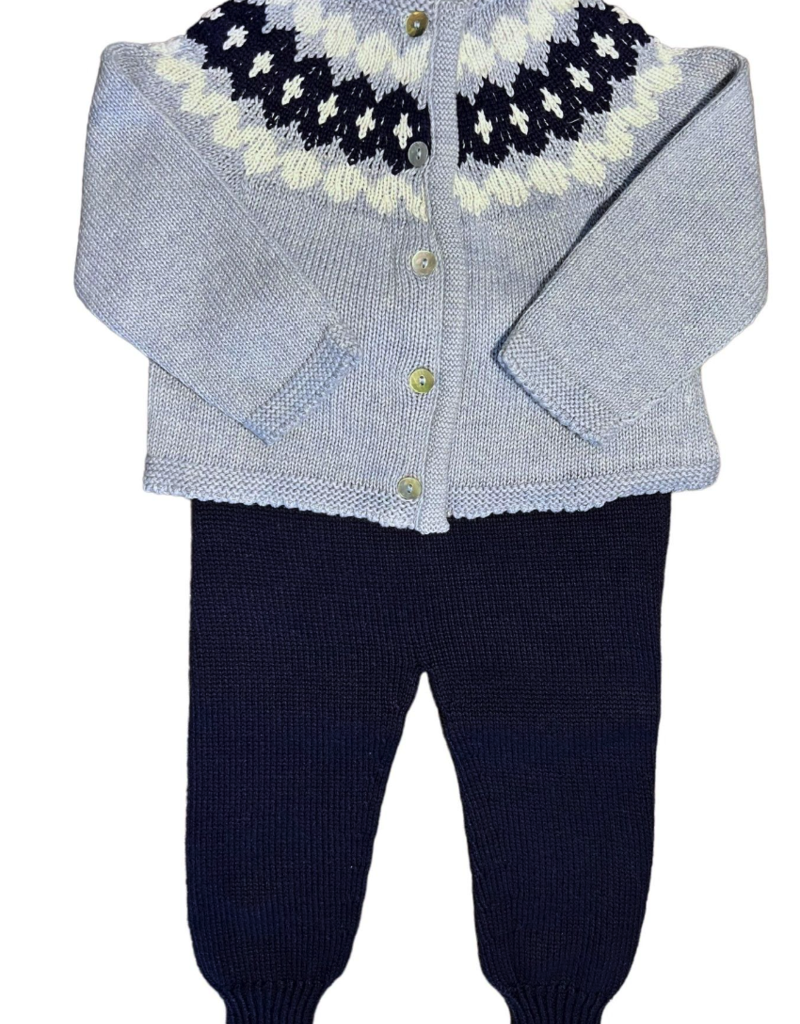 mi lucero Fair Isle Jogger Set-Navy Blue