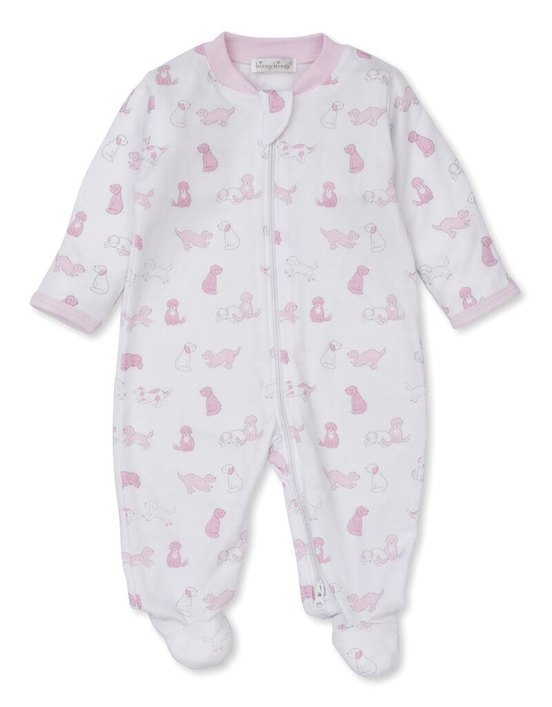 Kissy Kissy Puppy Dog Zipper Footie-Pink