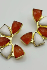 Mary K. Kendig Orange and White Jeweled Statement Earrings