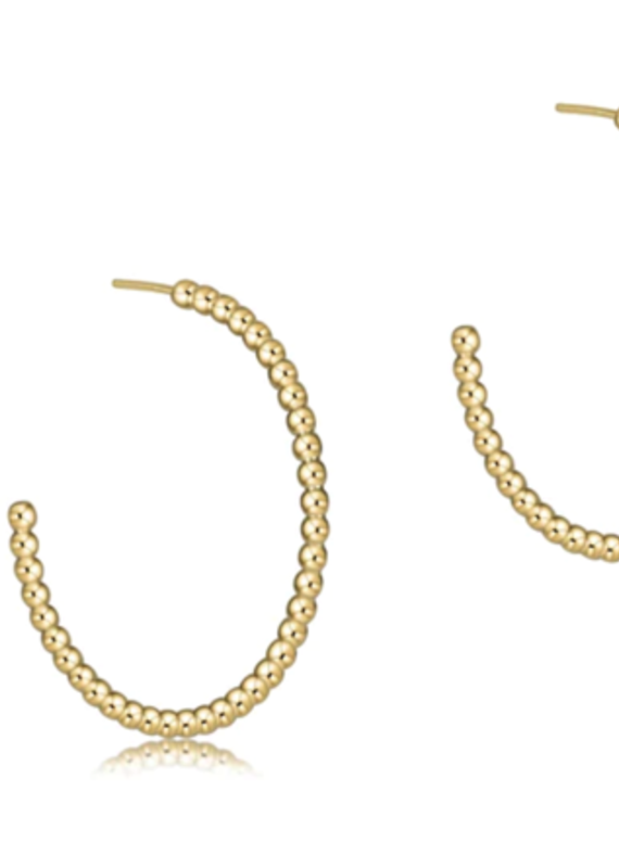 E Newton E Newton Beaded Classic 1.25" Post Hoop - 2mm Gold