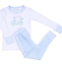 Magnolia Baby Magnolia Baby Little Caddie Applique Long Pajamas Light Blue