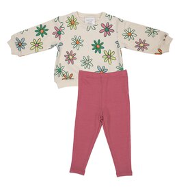 Angel Dear Angel Dear Puffy Oversized Sweatshirt & Rib Legging Painted Daisy