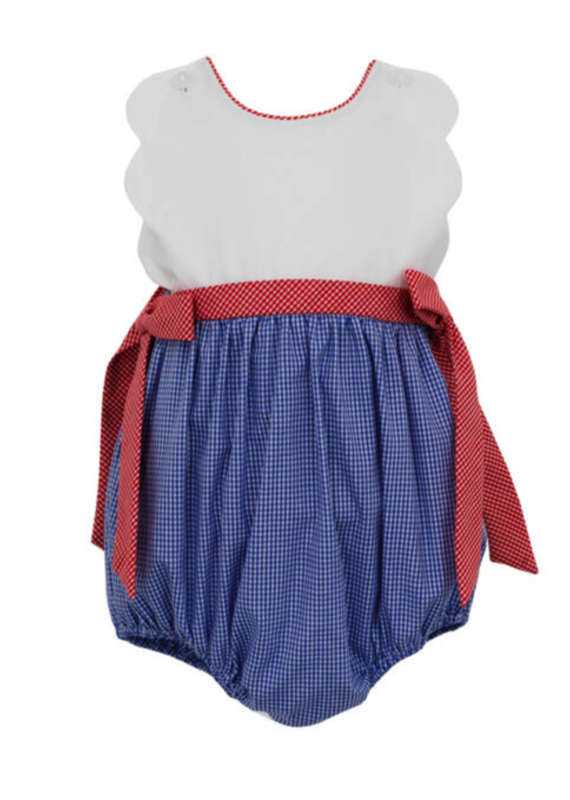 Petit Bebe Petit Bebe Scalloped girl's sunbubble red & blue gingham