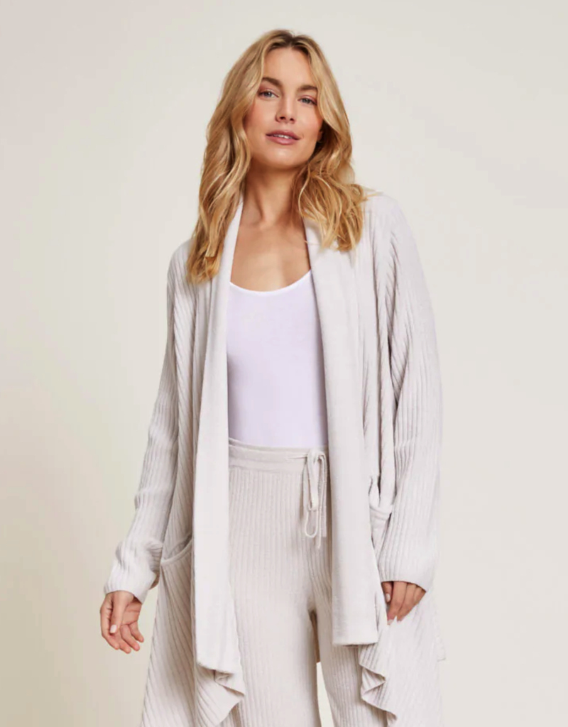 Barefoot Dreams CozyChic Ultra Lite Draped Shawl Collar Cardi in Almond