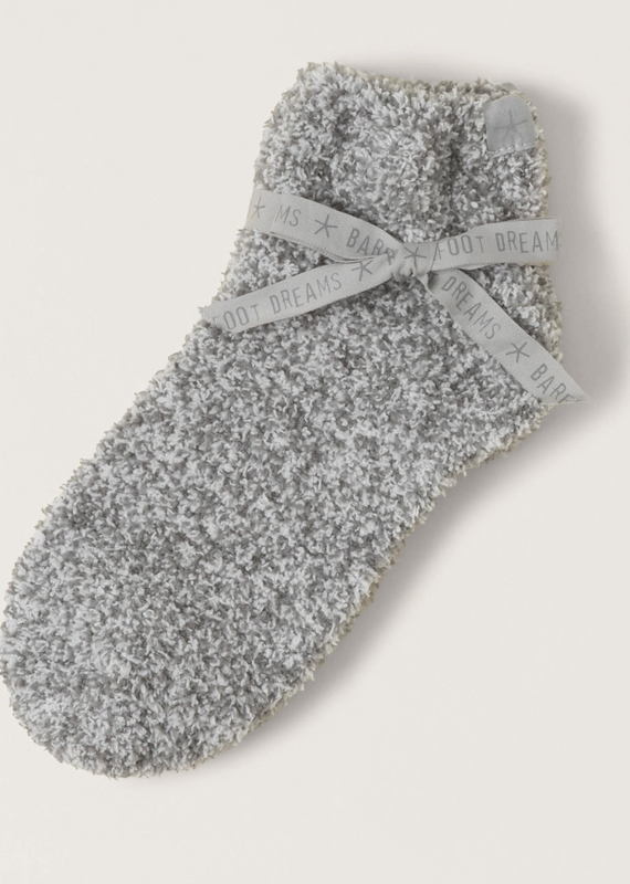 Barefoot Dreams BFD CozyChic Heathered Tennis Sock- Moonbeam-White