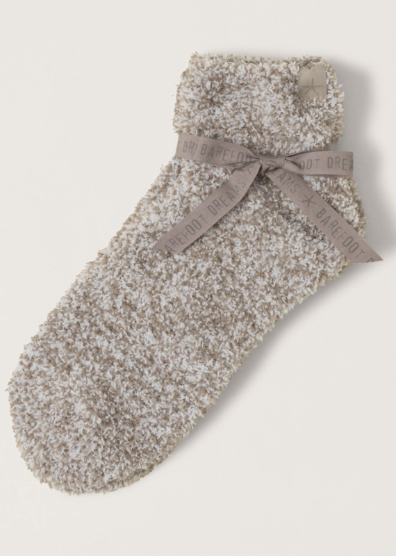 Barefoot Dreams BFD CozyChic Heathered Tennis Sock- Nickel-White