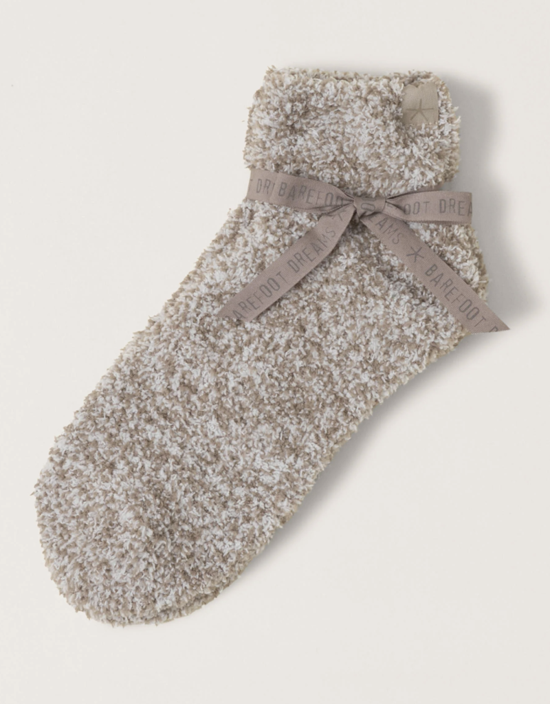 Barefoot Dreams BFD CozyChic Heathered Tennis Sock- Nickel-White