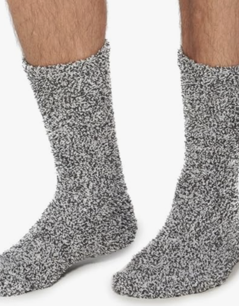 Barefoot Dreams Barefoot Dreams Cozychic Men's Heathered Socks- Slate Blue/White