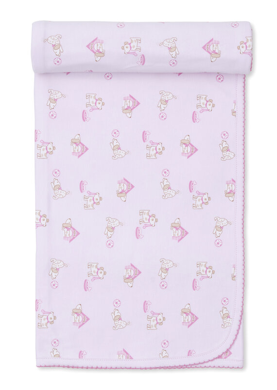 Kissy Kissy KK Blanket- Pink Pups in Action