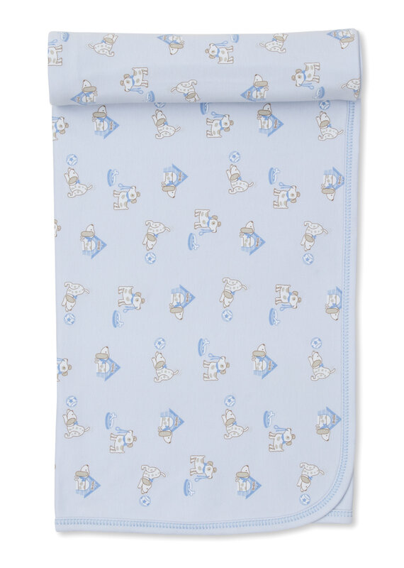 Kissy Kissy KK Blanket- Light Blue Pups in Action