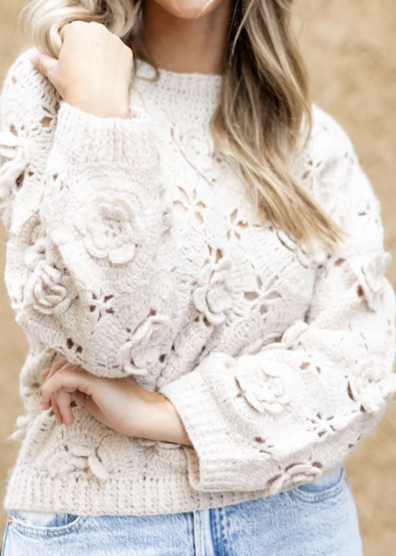 CA Flower Sweater- Ivory