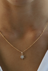 Opal Starburst Necklace Gold  18"