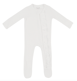 Kyte Baby KB Ribbed Ruffle Zipper Footie- Cloud