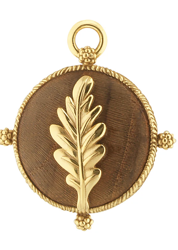 Capucine De Wulf CDW Forest Walk Oak Leaf Double Sided Pendant- Teak/Gold