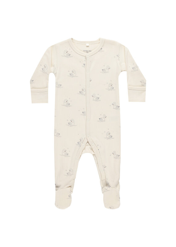 Quincy Mae QM Full Snap Footie- Swans