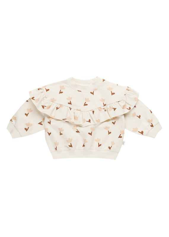 Quincy Mae QM Ruffle Fleece Sweatshirt- Tulips