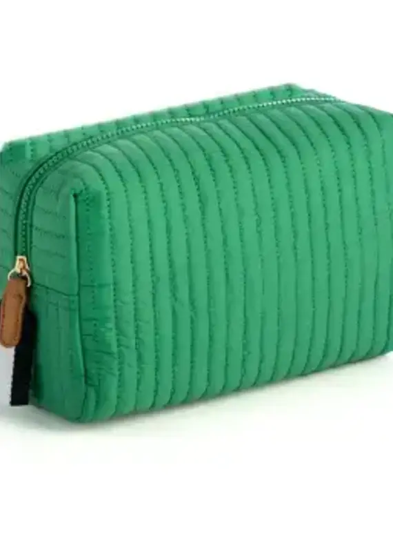 Ezra Large Boxy Cosmetic Pouch- Green