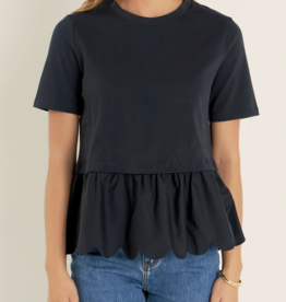 Mixed Media Scalloped Tee