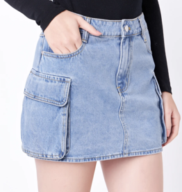 Denim Cargo Mini Skirt