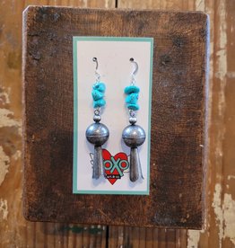 Turquoise & Metal Blossom Earrings by XOXOart & Co.