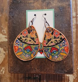 Mexican Pottery Leather Earrings by XOXOart & Co.