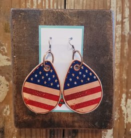 USA Flag Leather Earrings by XOXOart & Co.