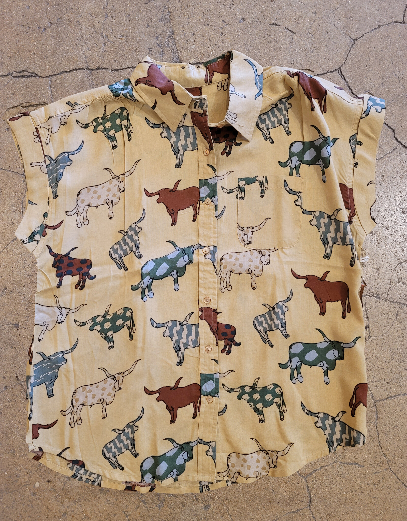 Longhorn Print Shirt by Cotton & Rye #CRW713Y