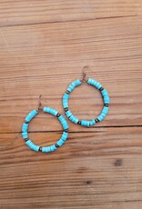 Turquoise Bead Hoop Earrings #2-177H