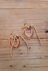 Rust Horseshoe Leather Earrings #2-20