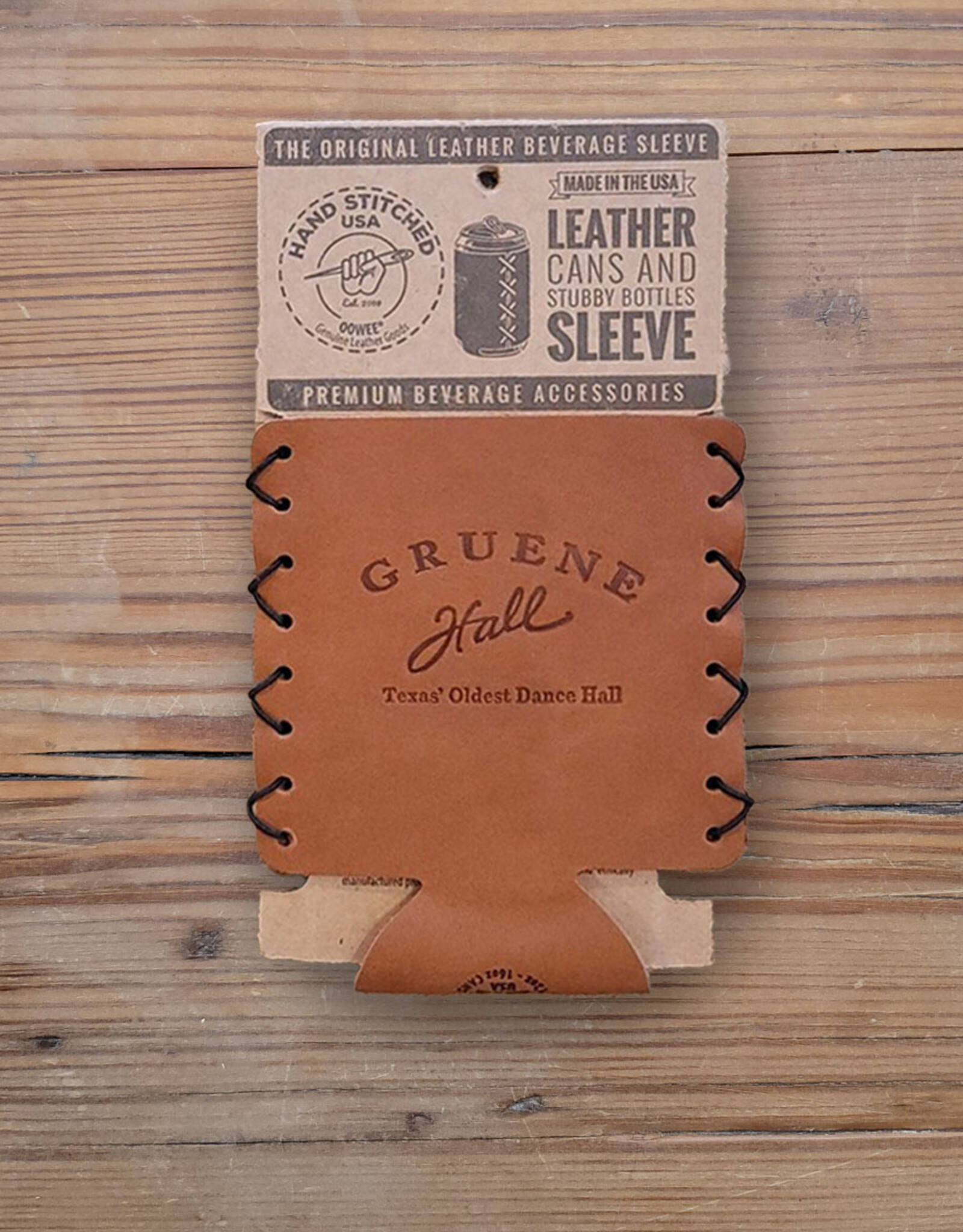 Gruene Hall Leather Can Sleeve by Oowee