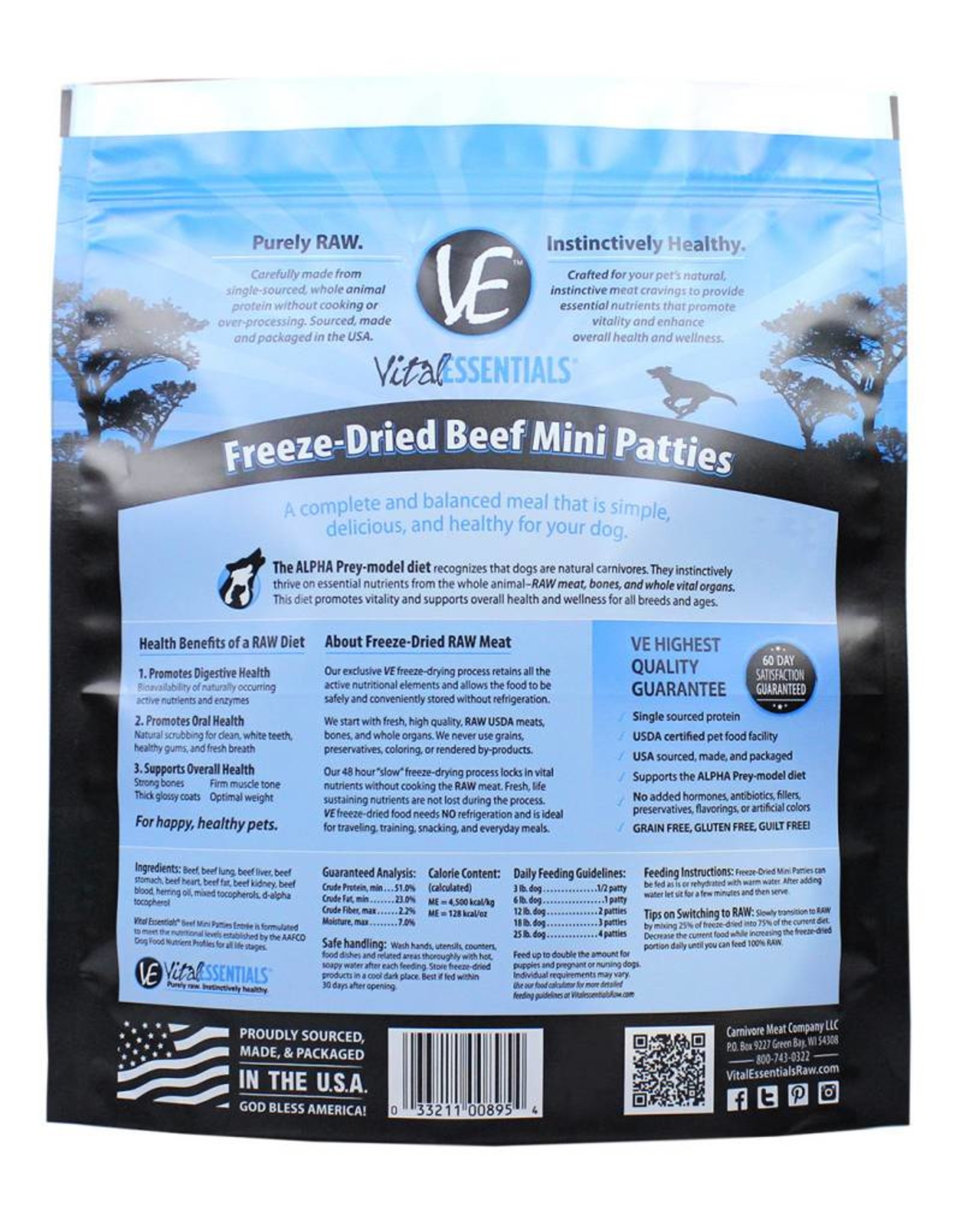 Vital Essentials Vital Essentials Dog Freeze-Dried Beef Mini Patties 14oz