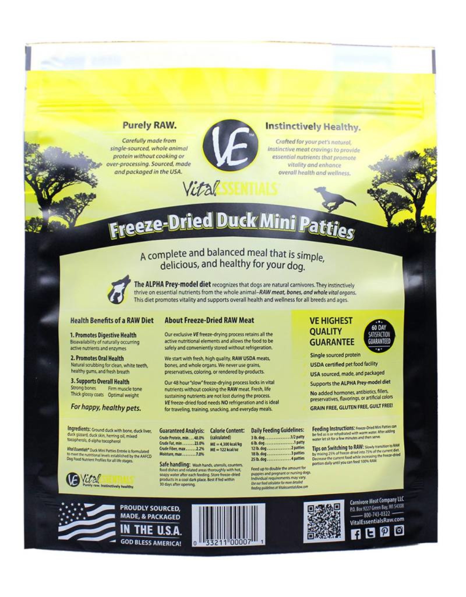 Vital Essentials Vital Essentials Dog Freeze-Dried Duck Mini Patties 1lb