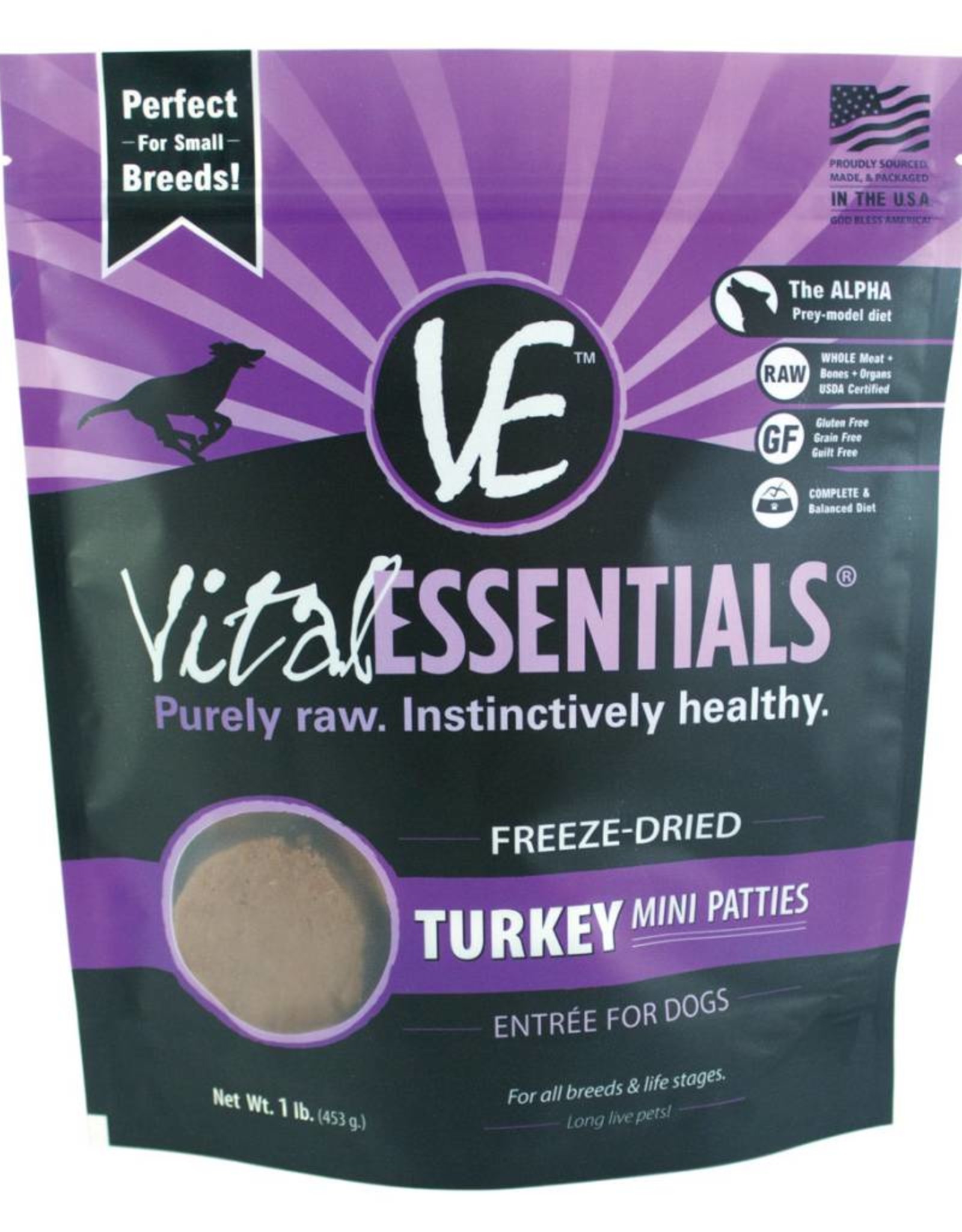 Vital Essentials Vital Essentials Dog Freeze-Dried Turkey Mini Patties 14oz