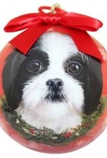 Shih Tzu, Black & White Puppy Ornament