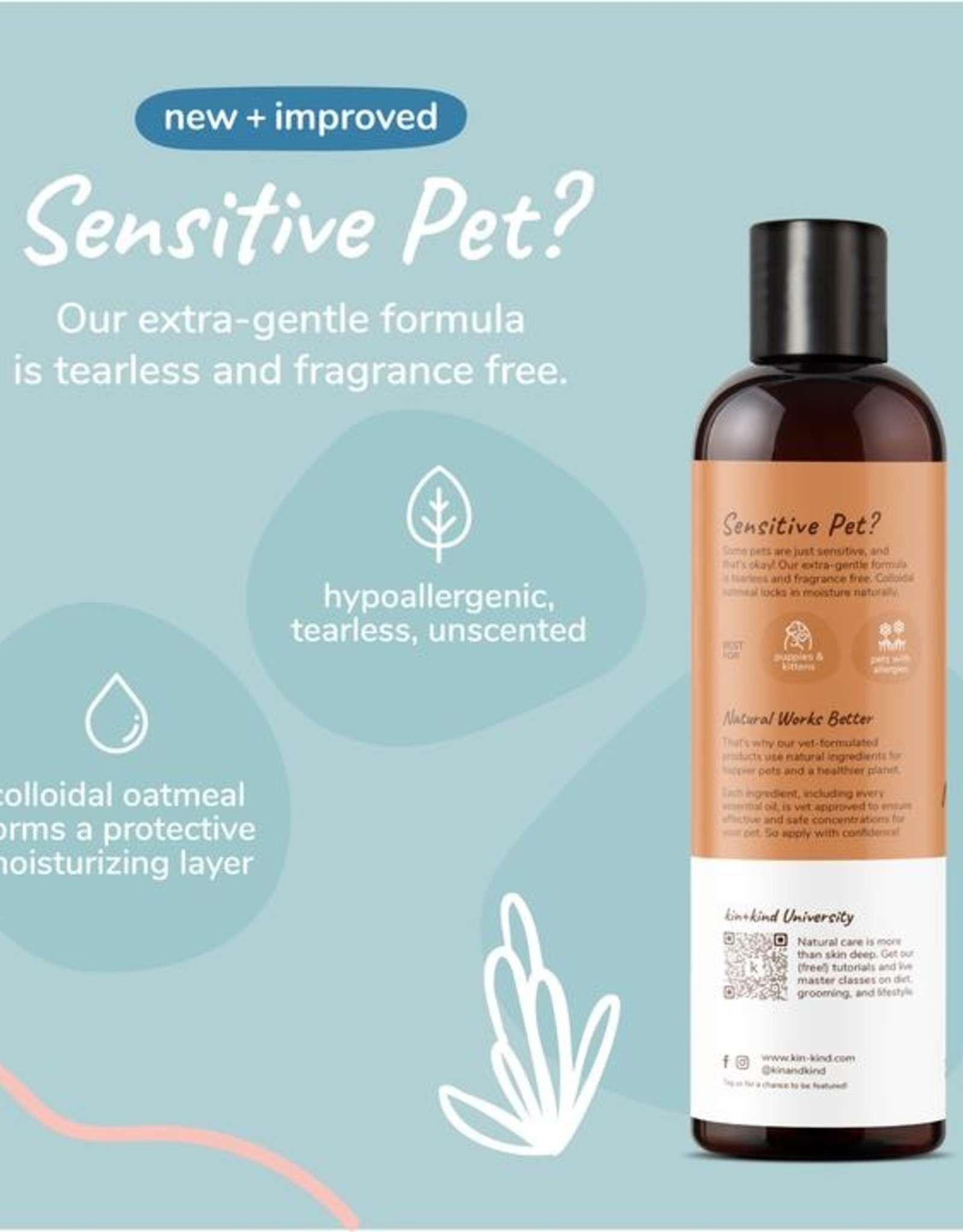 Kin+Kind Kin+Kind Sensitive Skin Shampoo for Puppies & Kittens (Unscented)