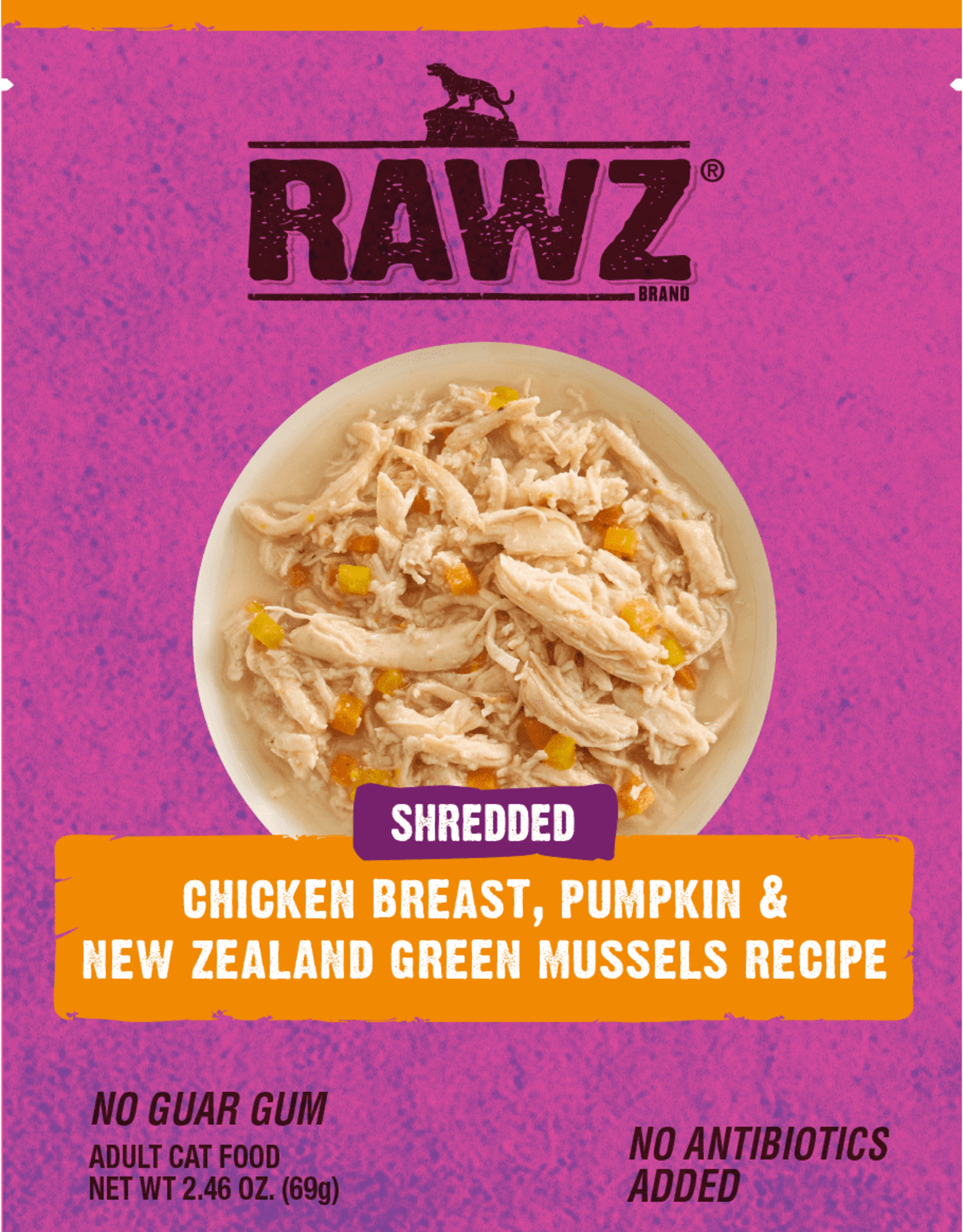 Rawz Rawz Cat Shredded Chicken, Pumpkin, & Green Lipped Mussel 2.46oz Pouch