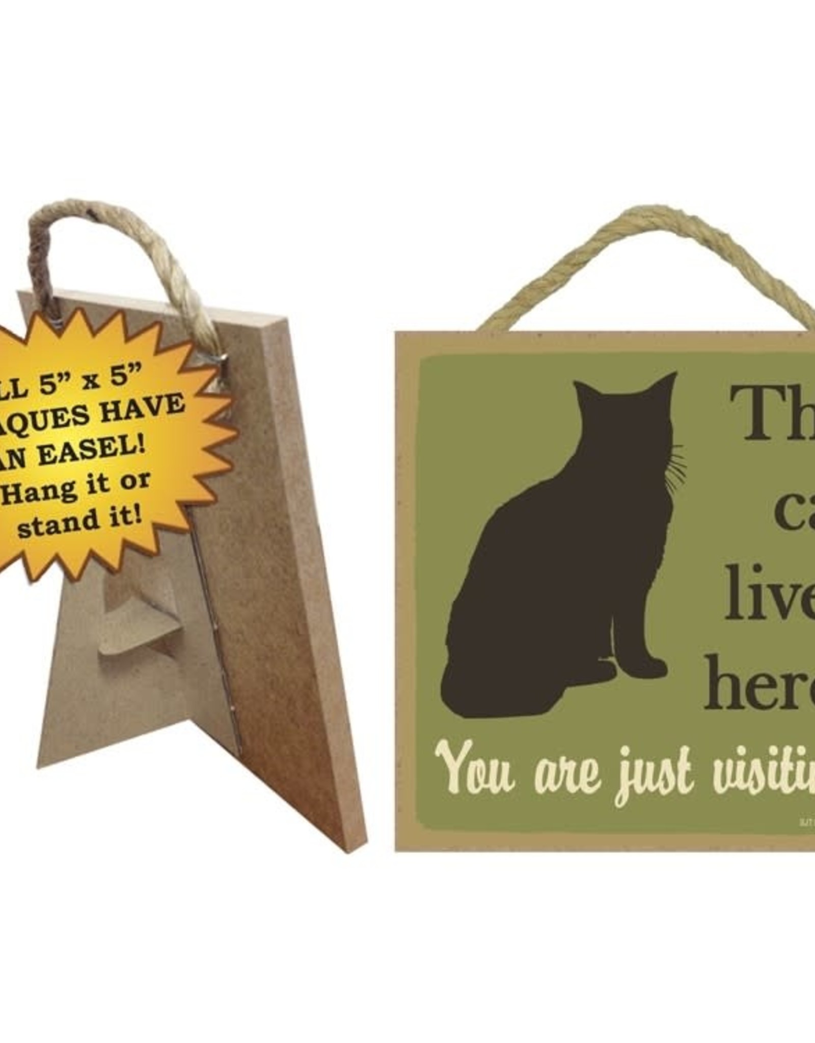 Wood Plaque: The Cat Lives Here